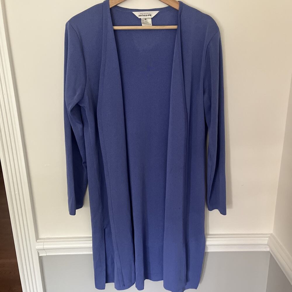 Misook Open Cardigan Medium Long‎ Line Periwinkle